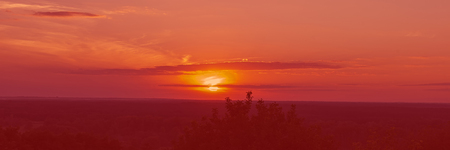 sunset on the horizon, landscape countryside. Autumn season. Web banner for design.の写真素材