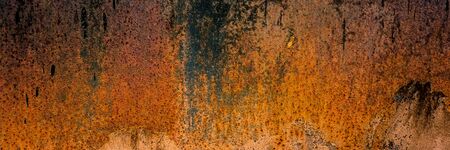 surface of the old sheet metal covered with corrosion and rust. Web banner.