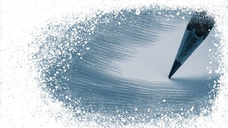 Christmas Festive Background. Pencil strokes and snow.