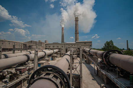 Waste gas emissions into the atmosphere from the firing of the mixture in the production of cement....