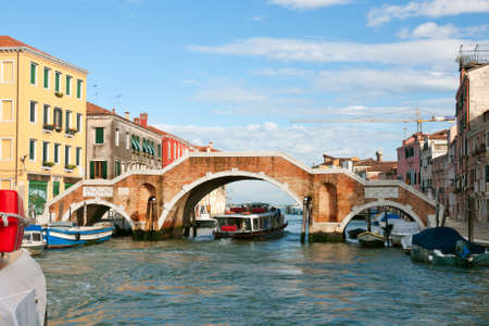 Famous three arch bridge in Venice, Italyの写真素材
