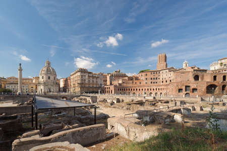Panoramic view at the Trajan's Forum in Rome, Italyの写真素材