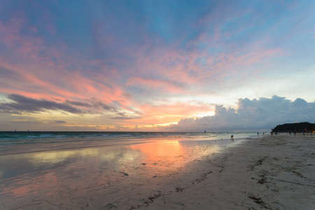 Beautiful sunset at the sea, Borakay Island, Philippinesの写真素材