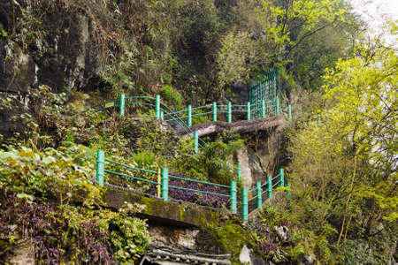 Serpentine strairs in the mountainsの写真素材