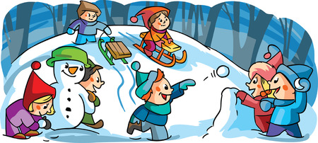 Children playing winter gamesのイラスト素材