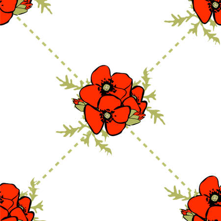 Poppy floral background seamless patternのイラスト素材