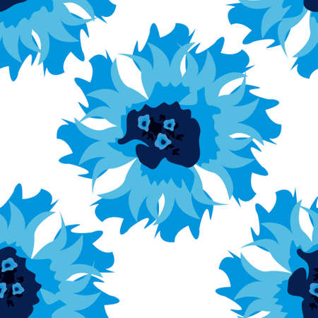 Seamless vector pattern with abstract flowers. Hand-drawn floral background.Easily editable vector imageのイラスト素材