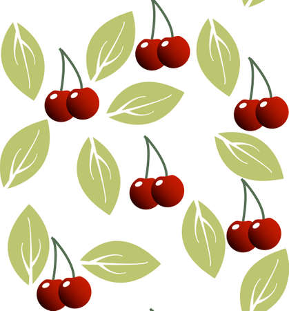cherry and leaves  Easily editable vector imageのイラスト素材