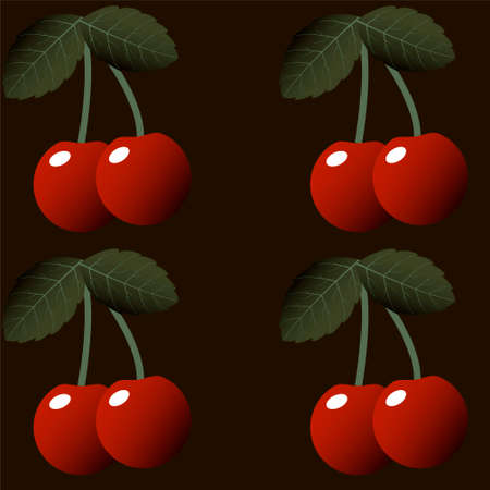 cherry and leaves  Easily editable vector imageのイラスト素材
