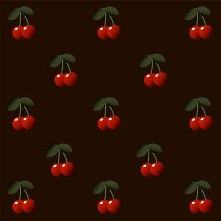 cherry and leaves Easily editable vector imageのイラスト素材