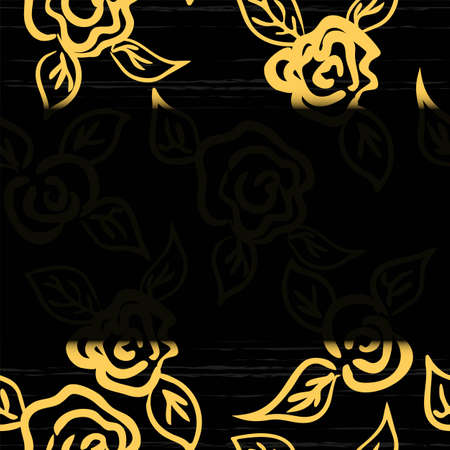 Floral greeting card and invitation template for wedding or birthday anniversary, Vector square shape of text box label and frame, rose flowers wreath ivy style with branch and leaves.のイラスト素材