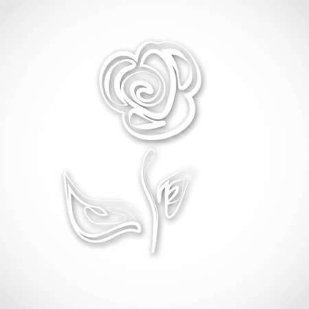 Paper flower. White roses cut from paper. Wedding decorations. Decorative bridal bouquet, isolated floral design elements. Greeting card template, blank floral wall decor. Backgroundのイラスト素材