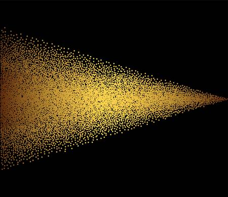 Tiny gold glittering spangles, sparks, splatter or night sky with golden stars vector pattern. Hand drawn spray, splash, specks texture. Uneven dots on black backgroundのイラスト素材