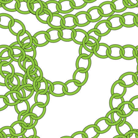Green chain necklace. Luxury jewelry background. Necklace gold chain, golden fashion accessory illustrationのイラスト素材