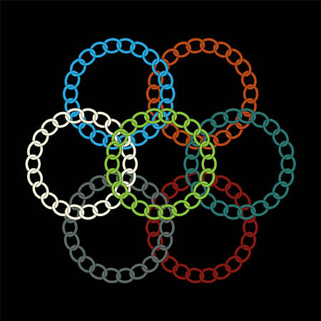 Chain Rings. Clip art of various circular chain designs