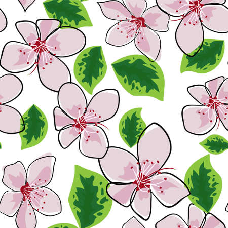 Cherry flowers. Seamless pattern. Vector illustration eps 10のイラスト素材