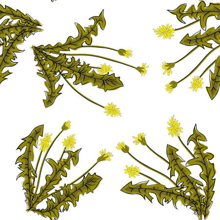 Seamless stylish pattern with dandelions. Decorative floral backgroundのイラスト素材
