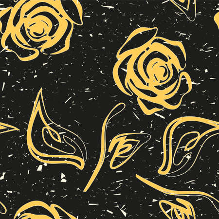 Roses yellow seamless pattern vector illustrationのイラスト素材