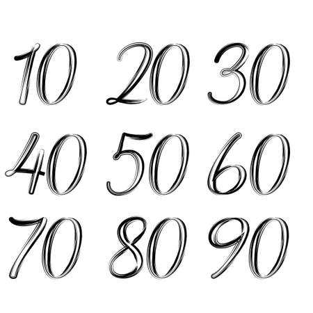 brush-drawn numerals can be used for price tags and discountsのイラスト素材