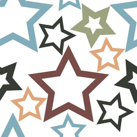 Multi-colored stars on a white background. Seamless patternのイラスト素材