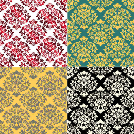 Retro vintage cover. Abstract flower. Beautiful abstract backdrop. Wallpaper baroque, damask. Damask pattern collection for fabric design. Rococo ornament. Vintage decor. Fabric texture.のイラスト素材