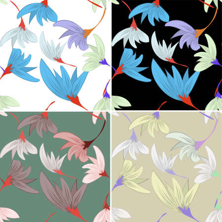 Beautiful flowers, great design for any purposes. Modern floral background. Seamless vector. Graphic vector art. Seamless abstract modern pattern. Vintage invitation template for fabric design.のイラスト素材