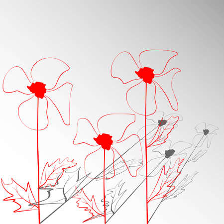 Floral vector illustration. Watercolor abstract poppies for decorative design. Flower blossom. Fashion and style.のイラスト素材