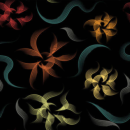 Abstract flowers for fabric design. Decorative floral pattern. Beautiful vector pattern. Vintage...