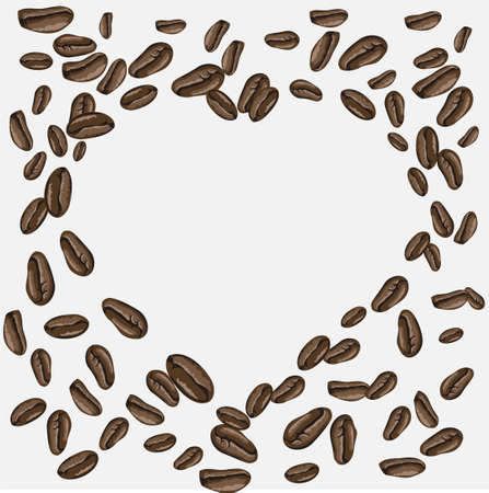 Coffee cafe. Coffee beans in abstract style on white background. Beans vector icon. White background.のイラスト素材