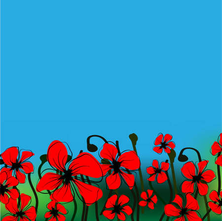 Watercolor poppies for print design. Beauty vector set. Spring blossom. Red poppies. Blossom garden. Watercolor botanical illustration. Floral vector illustration.のイラスト素材