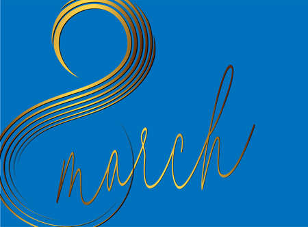 8 march invitation card. Gold 8 march in modern style on light background. Brochure design. International women day. Luxury vector pattern. Beautiful spring card.のイラスト素材