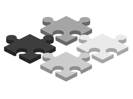 Puzzle piece business presentation. Jigsaw object. Vector connection concept. 3d isometric illustration. 3d puzzles for concept design.のイラスト素材