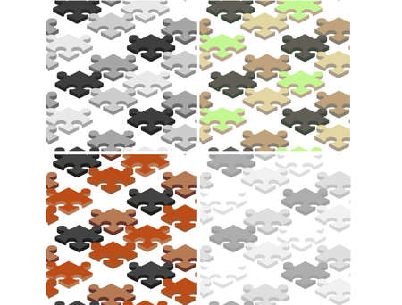 Puzzle piece business presentation. Jigsaw object. Vector connection concept. 3d isometric illustration. 3d puzzles for concept design.のイラスト素材