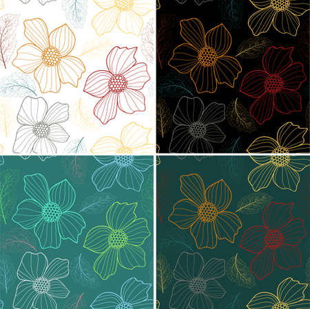 Colorful nature background. Vector bright background. Vector flower plants. Seamless pattern. Seamless fabric texture. Decorative floral pattern.のイラスト素材