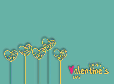 Heart of gold for decorative design. Valentines day background. Beautiful abstract image with heart of gold on green background for celebration decoration design.のイラスト素材