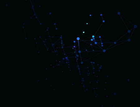 Trendy line art icon with blue dots on dark background. Decorative backdrop. Business concept....