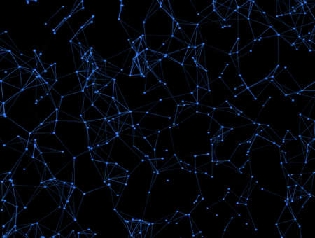 Abstract dark background with blue lines and dots