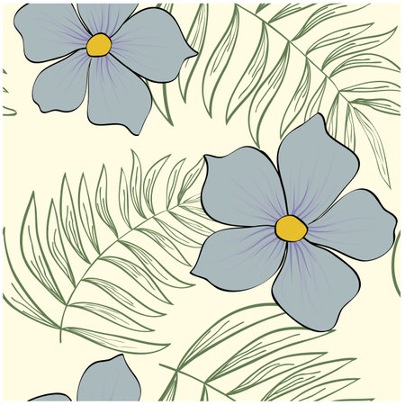 Beautiful paper art seamless pattern with flowers. Summer vector illustration. Spring floral vector illustration.Design element.のイラスト素材