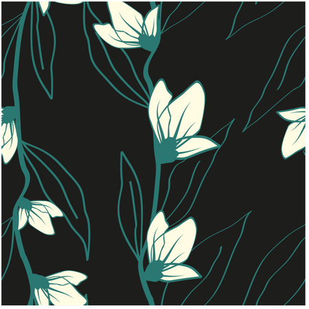 Beautiful paper art seamless pattern with flowers. Summer vector illustration. Spring floral vector illustration.Design element.のイラスト素材