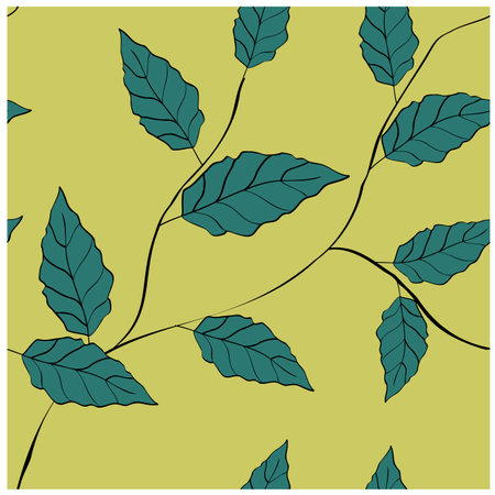 Spring botanical print. Vector retro floral seamless pattern. Seamless pattern abstract leaf.のイラスト素材