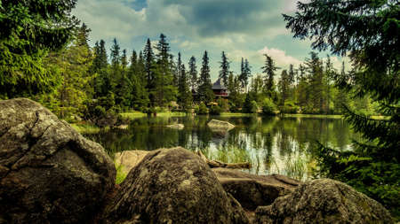 House by the lake, Strbske Pleso, Slovakiaの素材