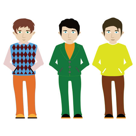 Vector illustration of three men in casual clothes.のイラスト素材
