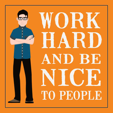 Motivational quote. Work more live more. On orange background.のイラスト素材