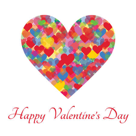 Happy Valentine's Day Greeting Card on red background, vector illustration.のイラスト素材