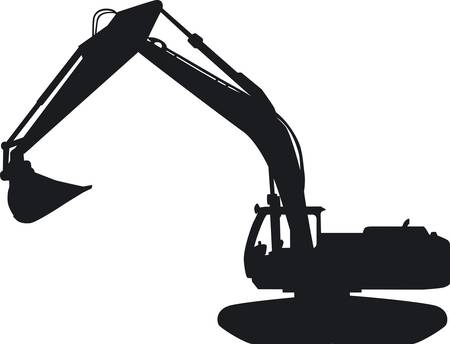 Seen a tracked excavator with its impressive blade of the pageのイラスト素材