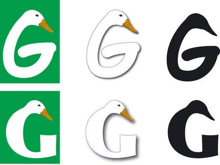 Striking geese heads as Vignette - Letter Gのイラスト素材