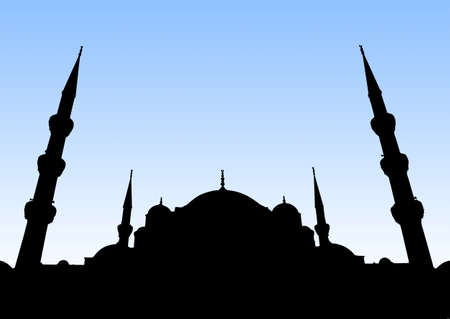 Sultanahmet Mosque silhouette of Istanbul. の写真素材