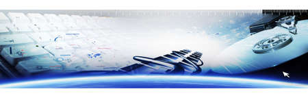 banner of industries and technologie.Header artwork. Computer banner design.