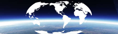 Horizon and world map. World map banner illustration.Tehcnology banner.
