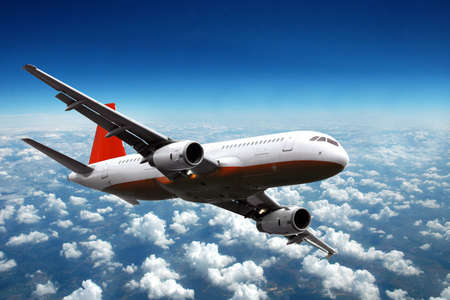 Plane landing or flying away.Plane-sky.Plane.